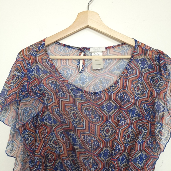 Jessica Simpson Sheer ChiffonSwimsuit Cover Up/ Flutter Tunic Top Cover Up zs L - Picture 4 of 11